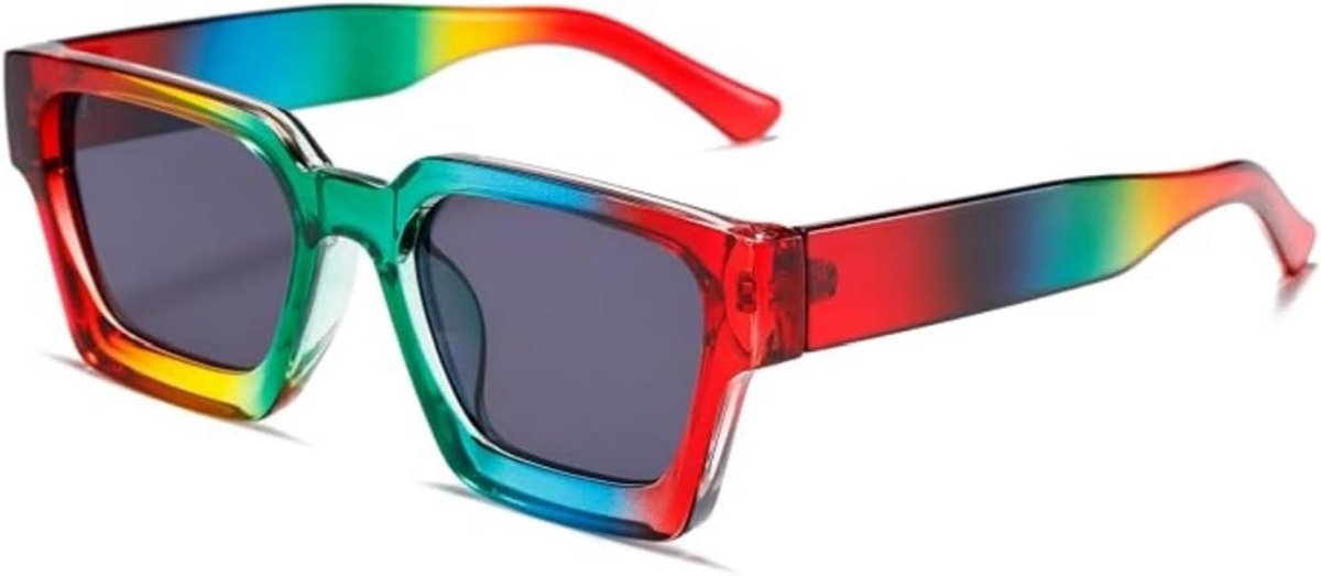 Rechthoekige zonnebril voor dames en heren, chunky rechthoekige zonnebril, retro bril, uv-bescherming
