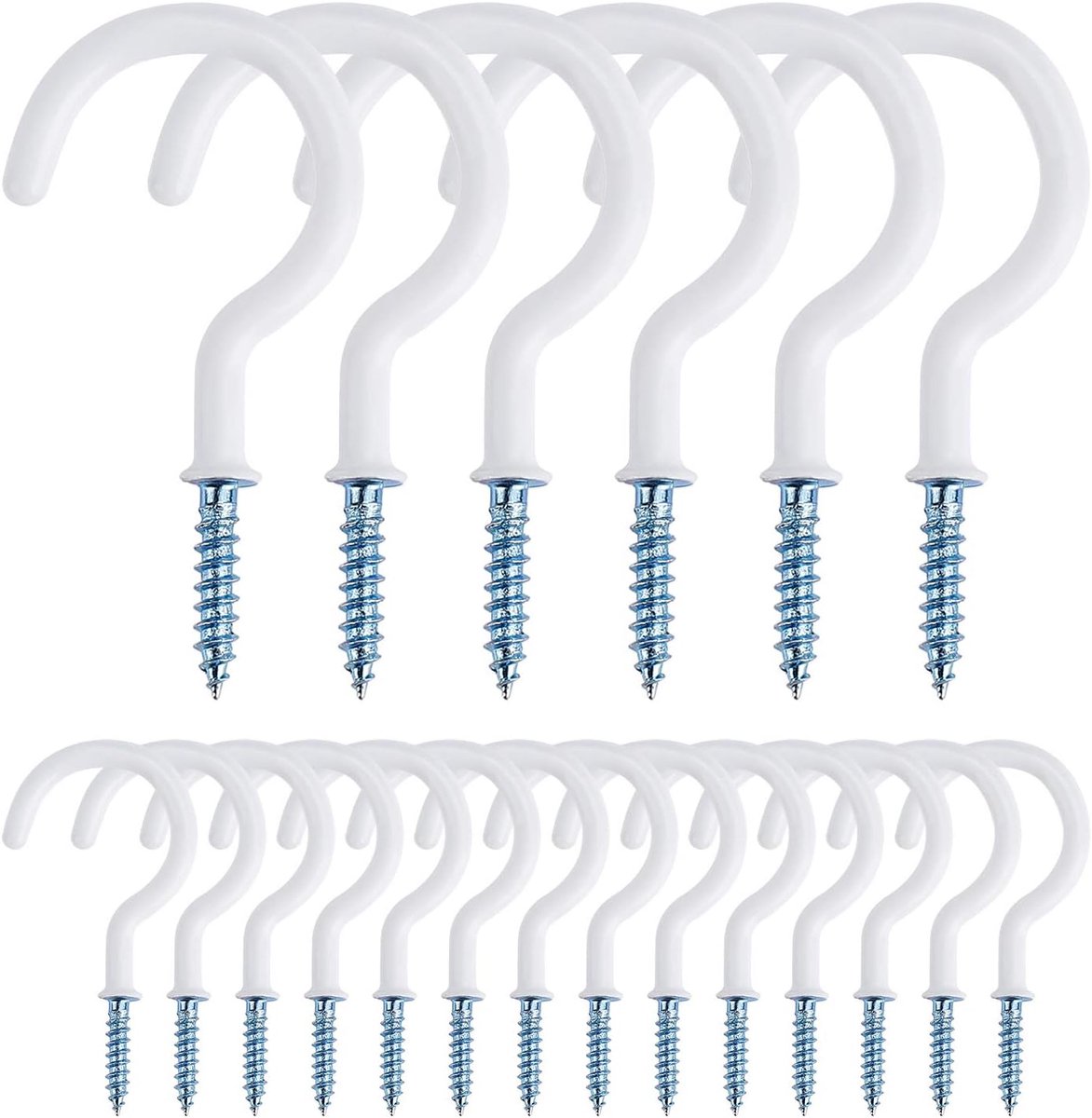 Haken Cup Haken Schroeven Vinyl Gecoat Meerdoelhaken 5,08 cm Ösenhaken Plafondhaken voor Kop, Windklokken, Lantaarns en Meer, 20 stuks (Wit)