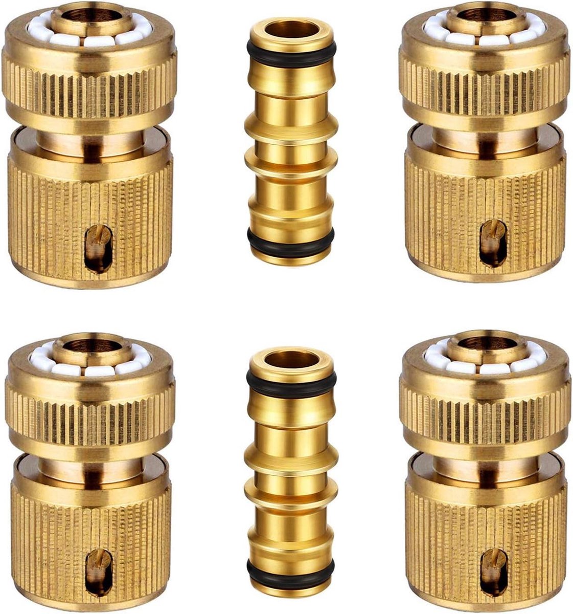 4 Pack Tuinslang Snelle Verbinder - Dubbele Mannelijke Aansluiting voor 1/2 Inch Tuinslang en Verlengstukken