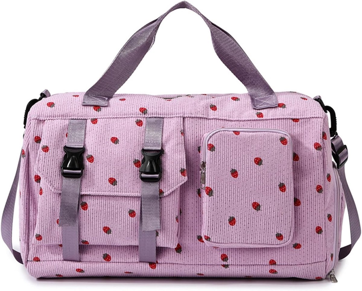 Sporttas voor dames, gymtas, reistas, gymtas voor dames, met natte zak en schoenenopslag, meerdere vakken, voor yoga, fitness, reizen, zwemmen (roze), Purper, Klassiek