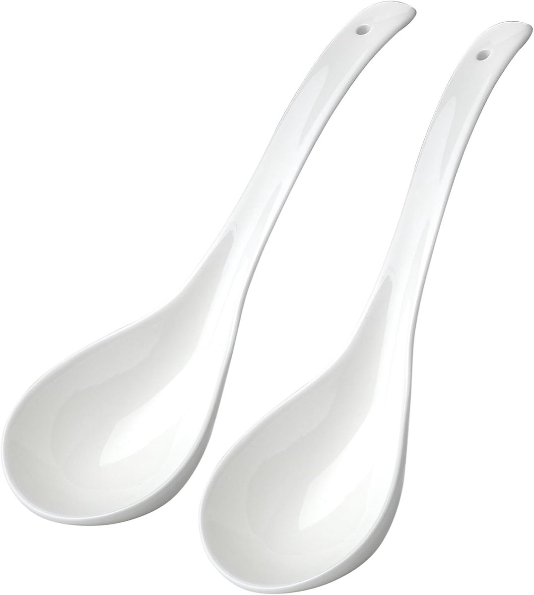 Soeplepels Keramische Serveerlepels voor Miso Soep Ramen Pho Dumpling Kooklepels (2 Wit)