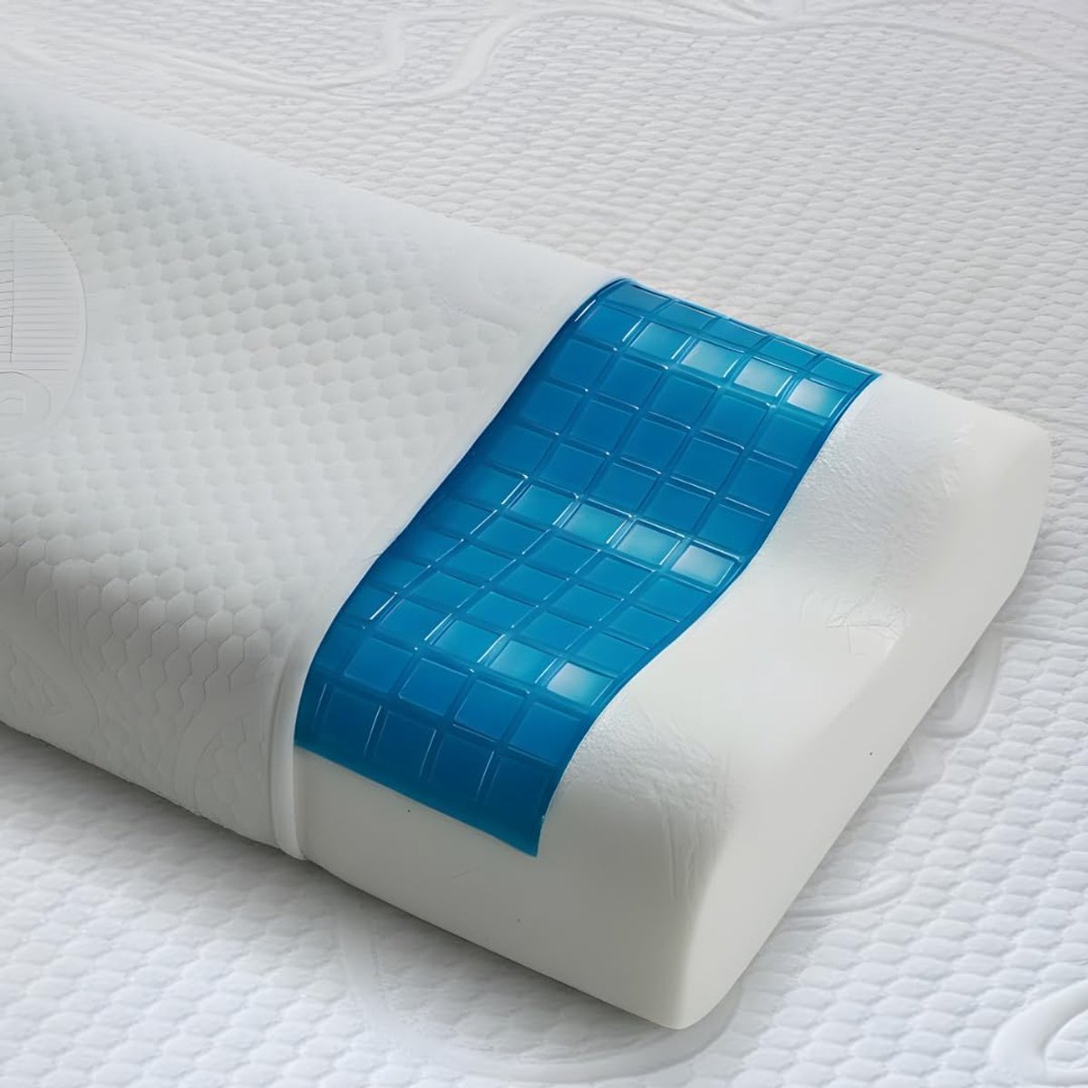 Pillow Nekkussen, orthopedisch nekkussen van traagschuim, HD overtrek van katoen, afneembaar met temperatuurregulerende gel en ademende zijkanten, hoogte 13 cm, gemaakt in Italië, 100%