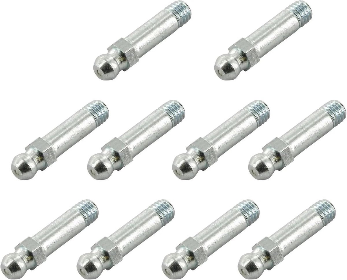 Nippels staal kegelsmeernippel, M6x1, 30 mm, DIN7141, verzinkt staal, geschikt voor tractoren, grasmaaiers, auto's, motorfietsen, scooters enz