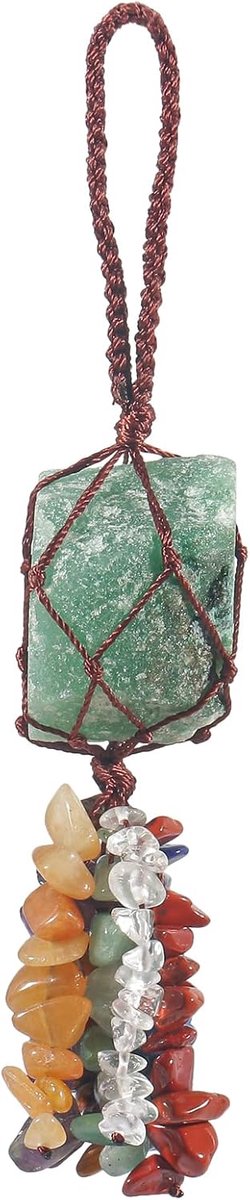 Edelsteen Auto Hangend Ornament 7 Chakra's Gebroken Stenen Genezen Kristal Home Decor Meditatie Yoga, Groene Aventurijn