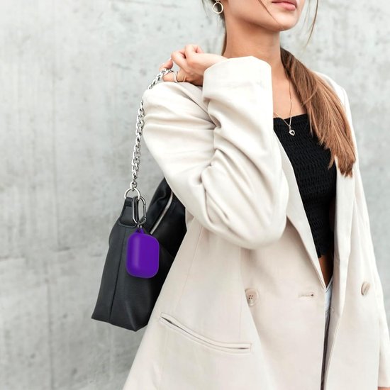 Hoes beschermhoes compatibel met AirPods Pro 3e generatie met reinigingsset, stootvaste zachte dunne beschermhoes case voor Airpods Pro 3 met Cleaner Kit en karabijnhaak, paars — afbeelding 5