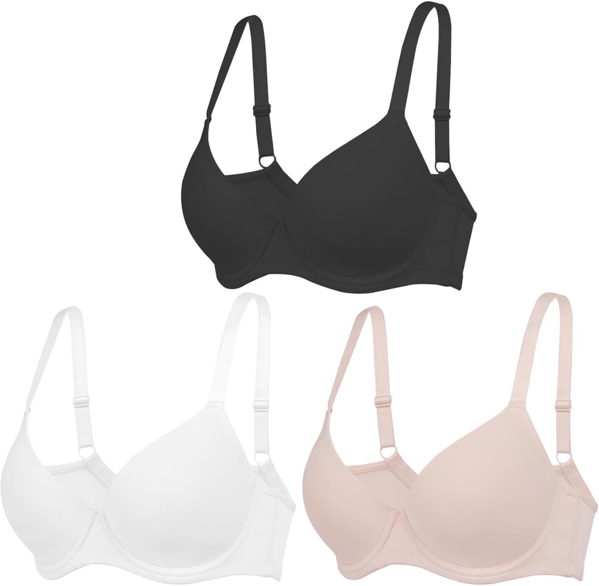 Set Van 3 Beha'S Voor Dames Met Beugel T-Shirt Comfortabele Klassieke Beha'S Voor Dames Push-Up Ondergoed