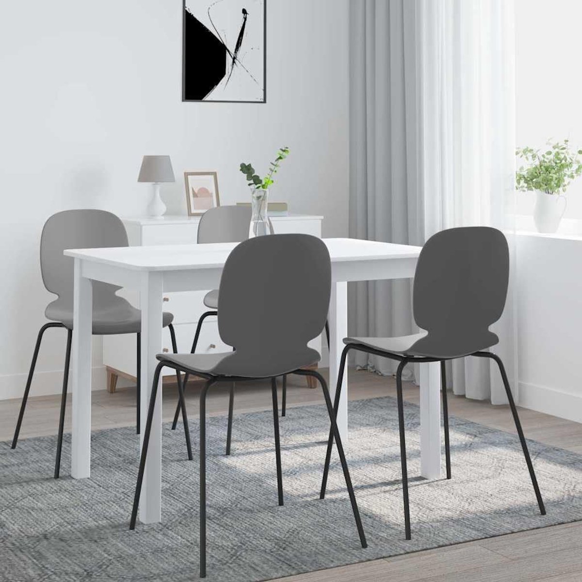 Rubberhout eettafel met wit MDF tafelblad voor eetkamer en keuken 114x71x75 cm