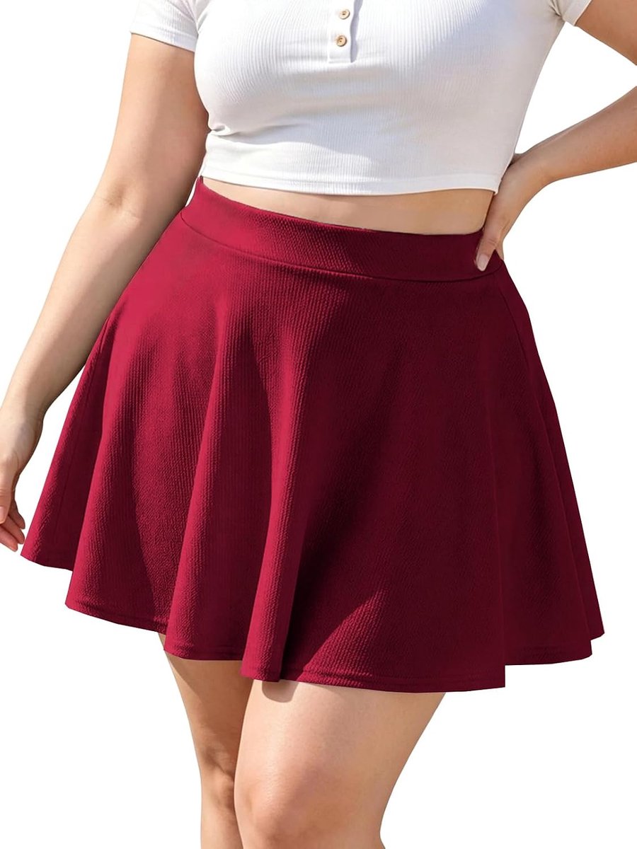 Wood Dames Rok Korte Basis Minirok met Elastische Hoge Taille Plissé Elegante Pull On Skirts Grote Maten