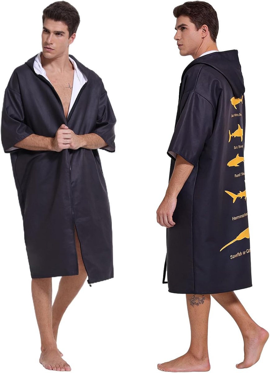 Surf poncho met capuchon, microvezel, badponcho voor dames en heren, sneldrogend, absorberende handdoek, poncho voor strand, aankleedhulp, watersport