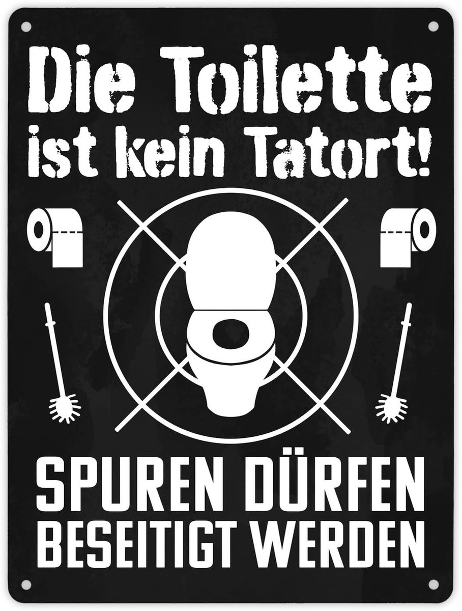 Toilet is geen plaats misbruiken sporen mogen worden verwijderd. Metalen bord XL in 21 x 28 cm grappig metalen bord voor het toilet als grappig cadeau-idee voor de eerste woning om het toilet