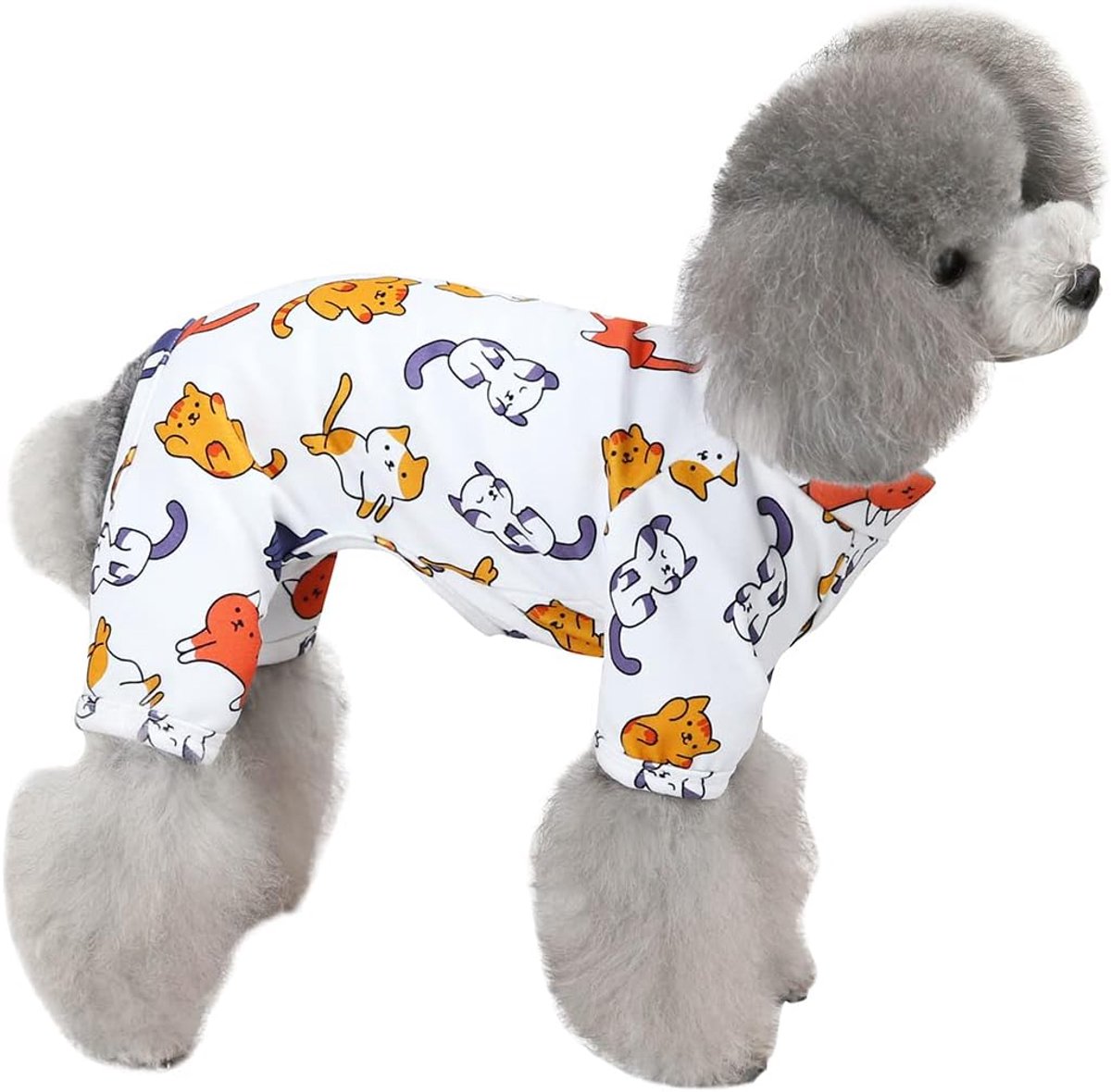 Katoenen Pyjama Voor Honden, Elastisch en Uittrekken, Geschikt Voor Kleine en Middelgrote Honden (Wit, XL)