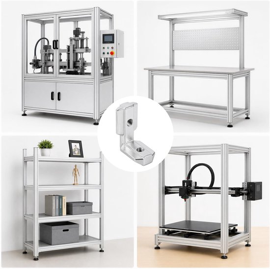 20 stuks binnenhoekverbinders, L-vormige aluminium profielverbinders, hoekverbinders, 2020 aluminium profiel 90° T-groef hoekverbinders, groef 6 M5 zinklegering voor 20-serie, Europese — afbeelding 5