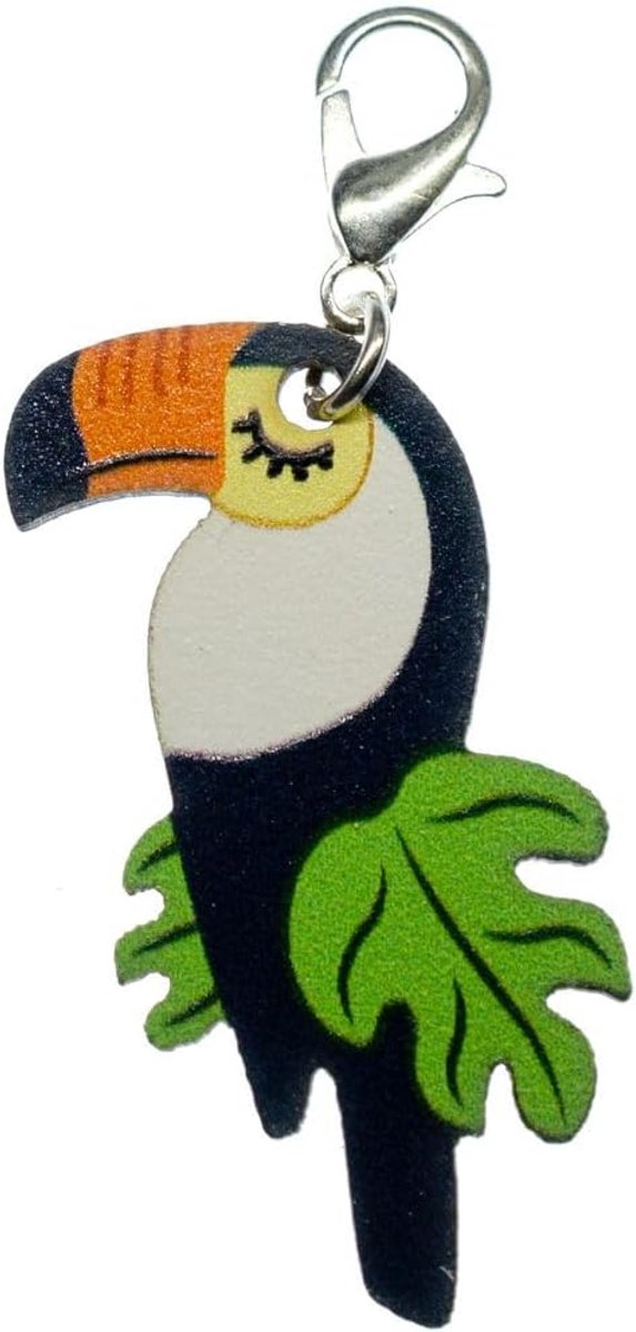 Toekan Houten Bedel - Handgemaakte Mode-sieraden I Vogel Primeval Bos Regenwoud Specht Papegaaien Vogels Dier Exotisch - Rits Hanger, 35mm, niet bekend