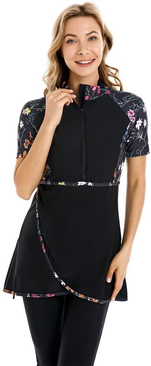 Traje de baño de Manga Corta Traje de baño Modesto para Mujer Traje de baño Modesto Traje de Surf Ropa de Playa Burkini
