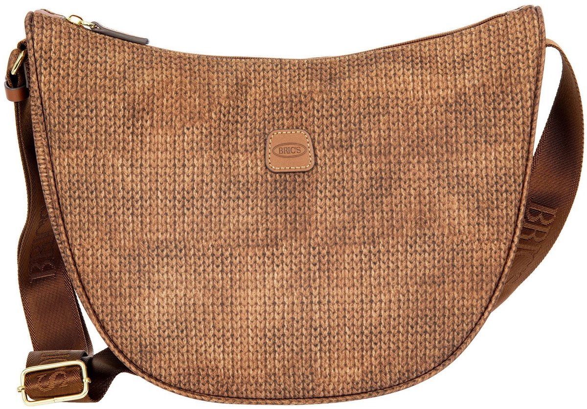 BRIC'S schoudertas X- Collection Half Moon Bag Wool Caramel bruine