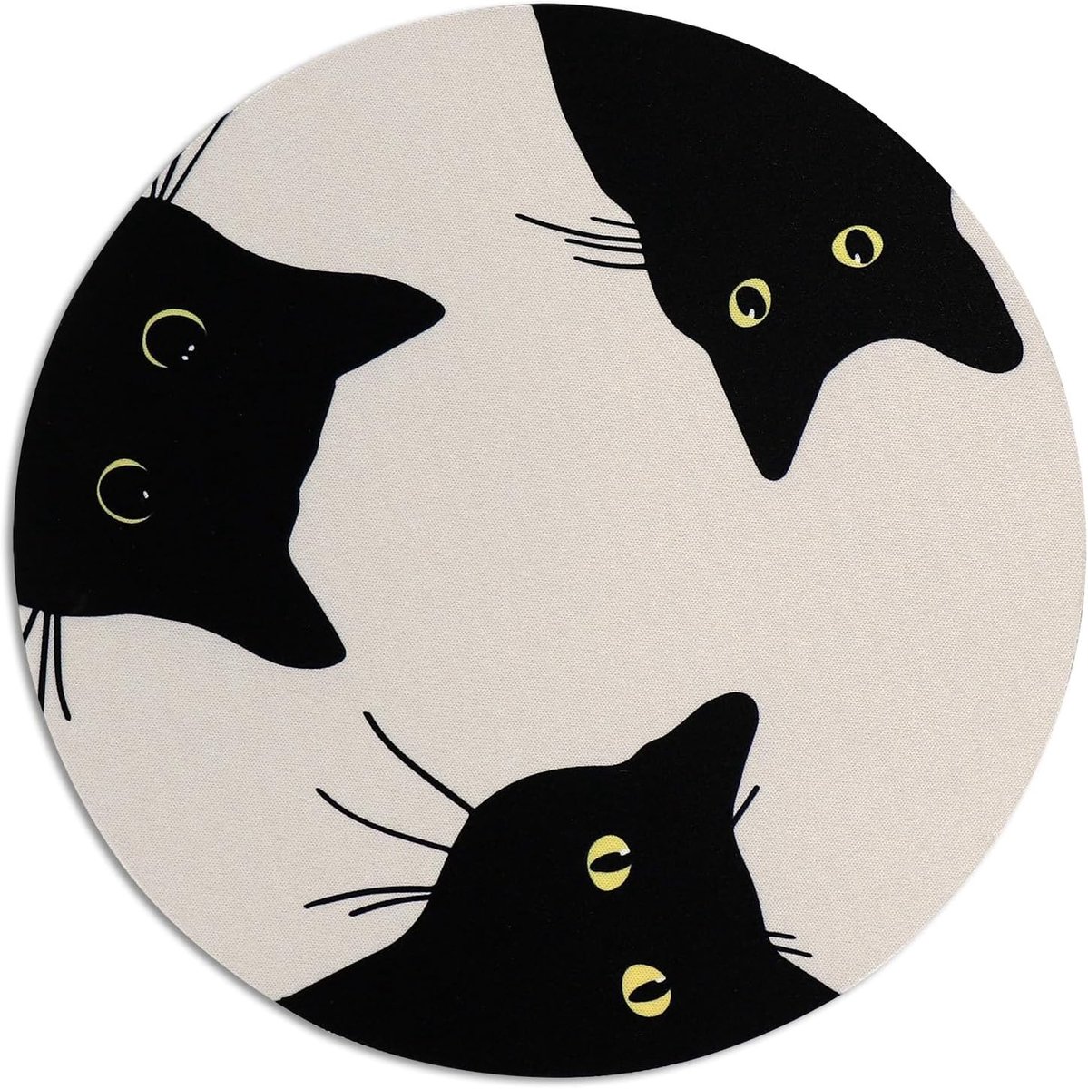 Ronde Muismat met Kat Motief - Kleine 20cm Muismat voor Thuis en Kantoor, Perfecte Accessoire voor Dierenliefhebbers