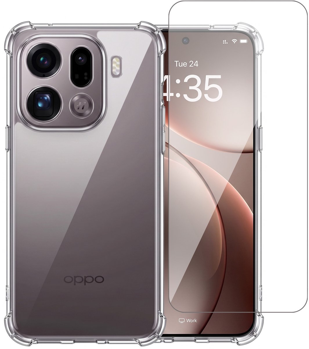 Hoesje geschikt voor Oppo Find X9 Pro – CrystalClear Back Cover – Schokbestendig – Met Screenprotector Glas