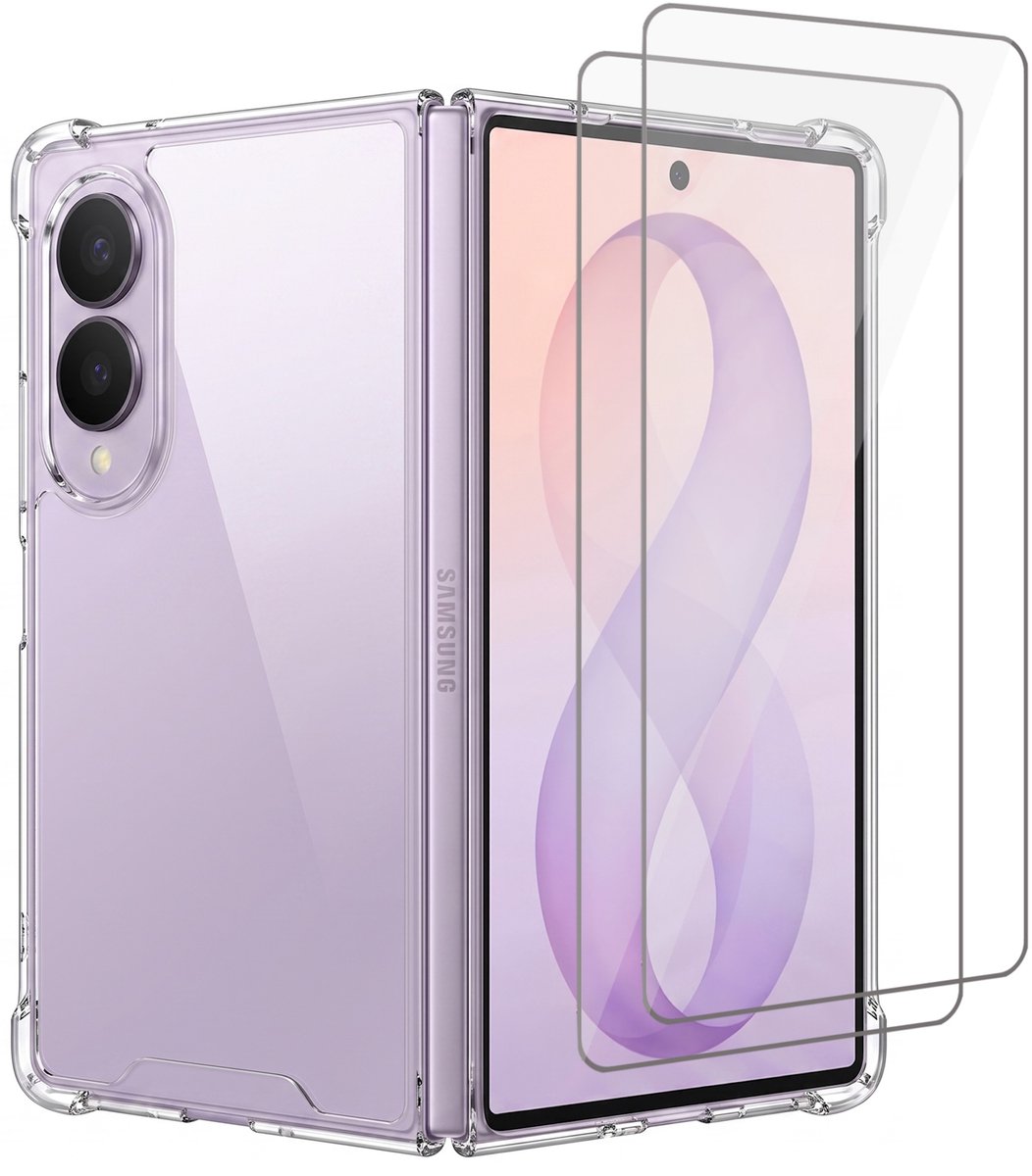 Hoesje geschikt voor Samsung Galaxy Z Fold 8 – CrystalClear Back Cover – Schokbestendig – 2 Stuks Screenprotector Glas
