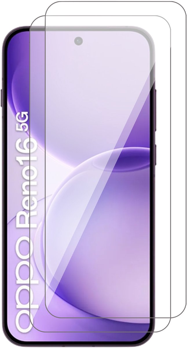 Screenprotector geschikt voor Oppo Reno 16 / 16 Pro 5G – 2 Stuks – UltraClear Gehard Glas – Case Friendly – 9H Krasbestendig