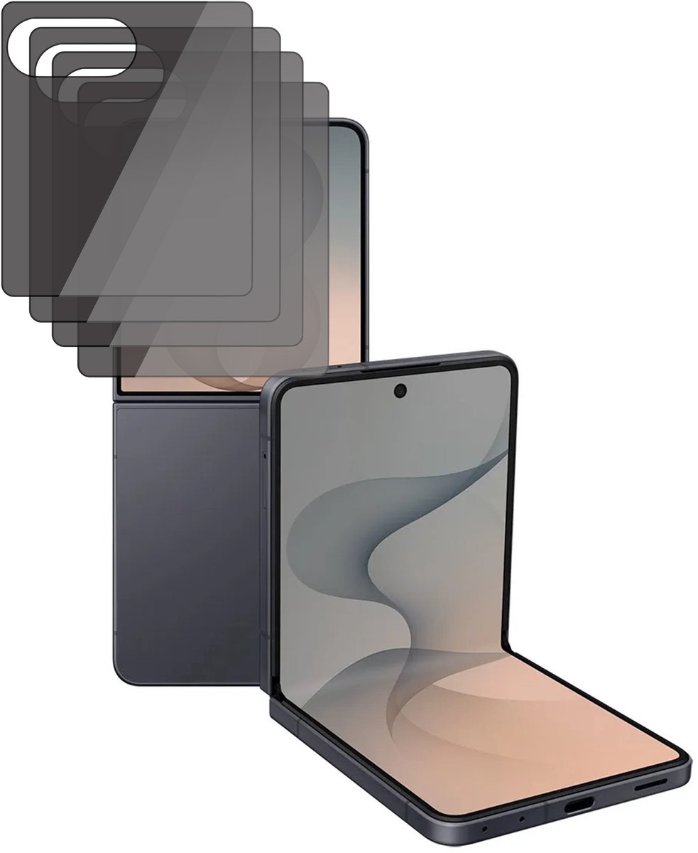 Privacy Screenprotector geschikt voor Samsung Galaxy Z Flip 8 / Flip 7 – 4 Stuks – Full Cover Gehard Glas – Anti Inkijk – Privacy Filter