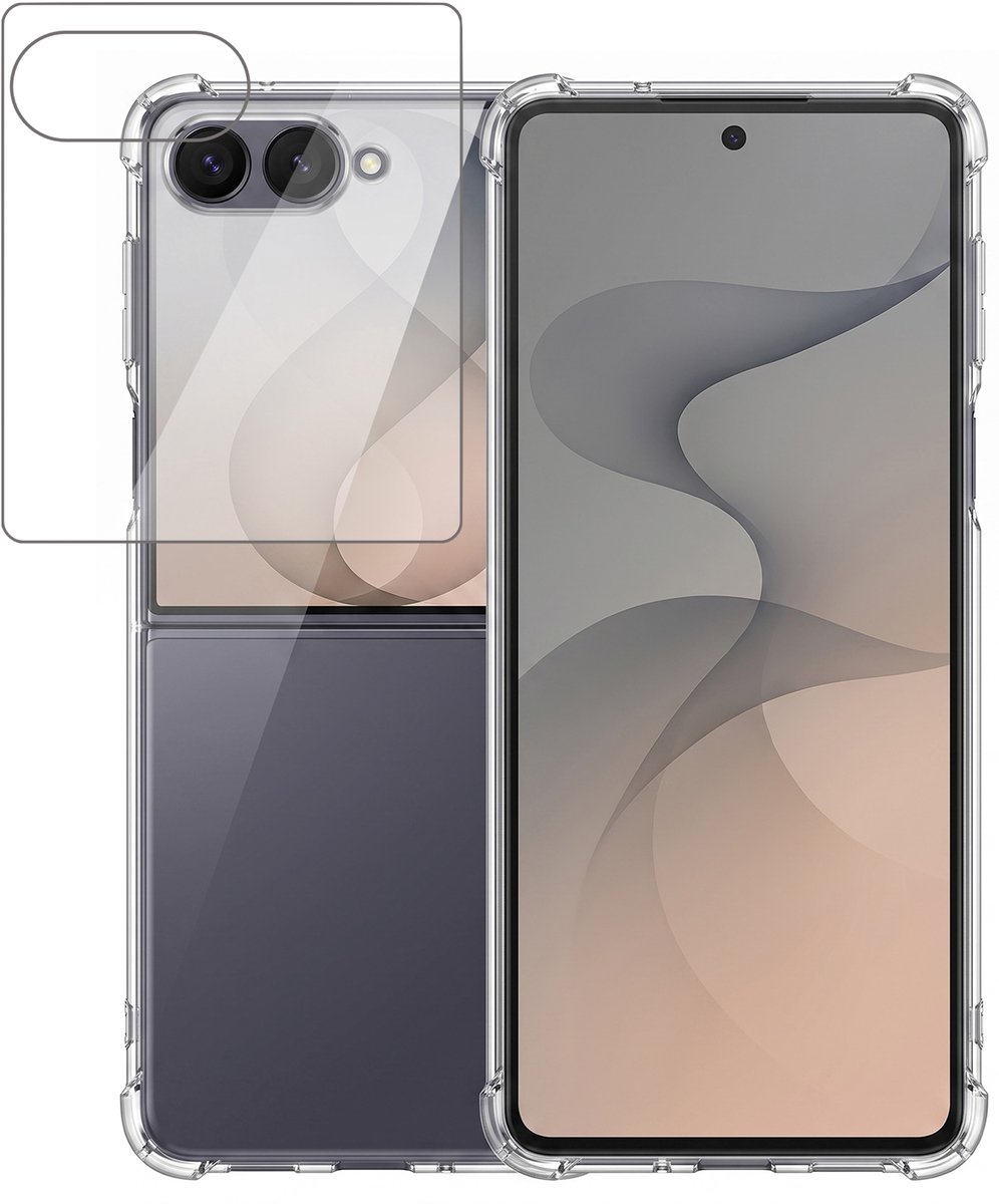 Hoesje geschikt voor Samsung Galaxy Z Flip 8 / Flip 7 – CrystalClear Back Cover – Schokbestendig – Met Screenprotector Glas