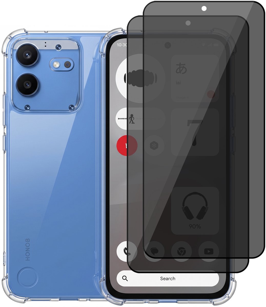 Hoesje geschikt voor Nothing Phone 4b – CrystalClear Back Cover – Schokbestendig – 2 Stuks Privacy Screenprotector Full Cover