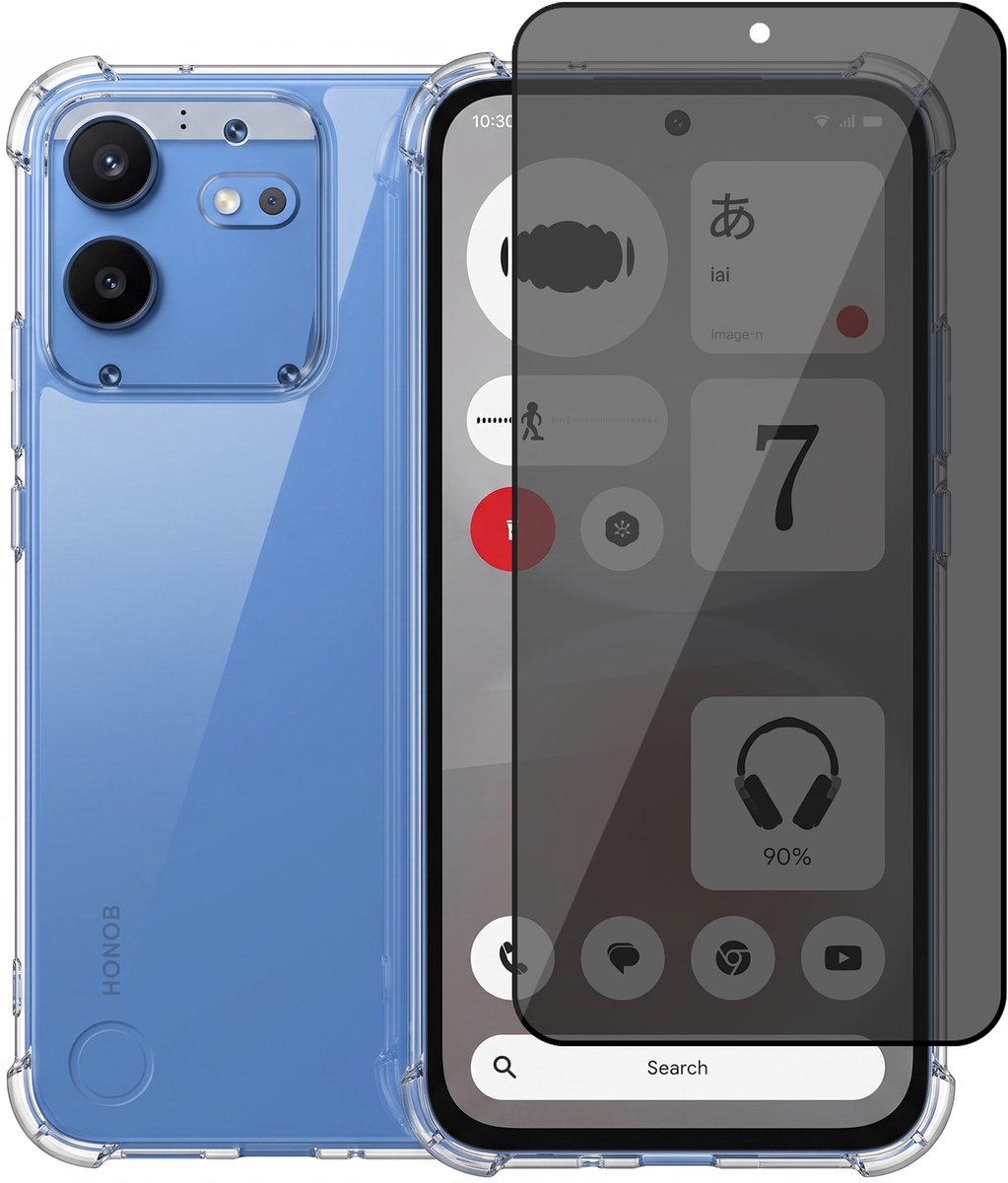 Hoesje geschikt voor Nothing Phone 4b – CrystalClear Back Cover – Schokbestendig – Privacy Screenprotector Full Cover