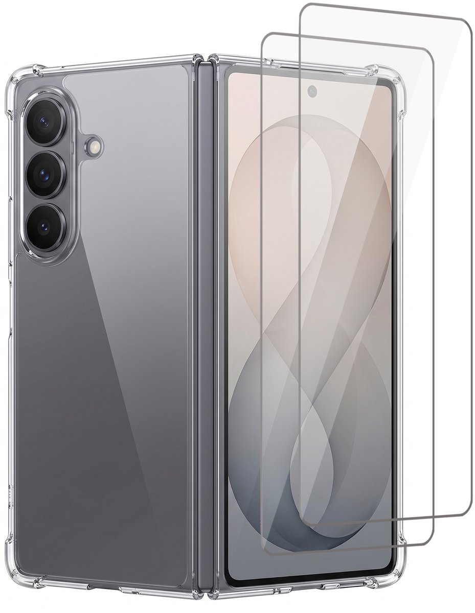 Hoesje geschikt voor Samsung Galaxy Z Fold 8 Ultra / Fold 7 – CrystalClear Back Cover – Schokbestendig – 2 Stuks Screenprotector Glas