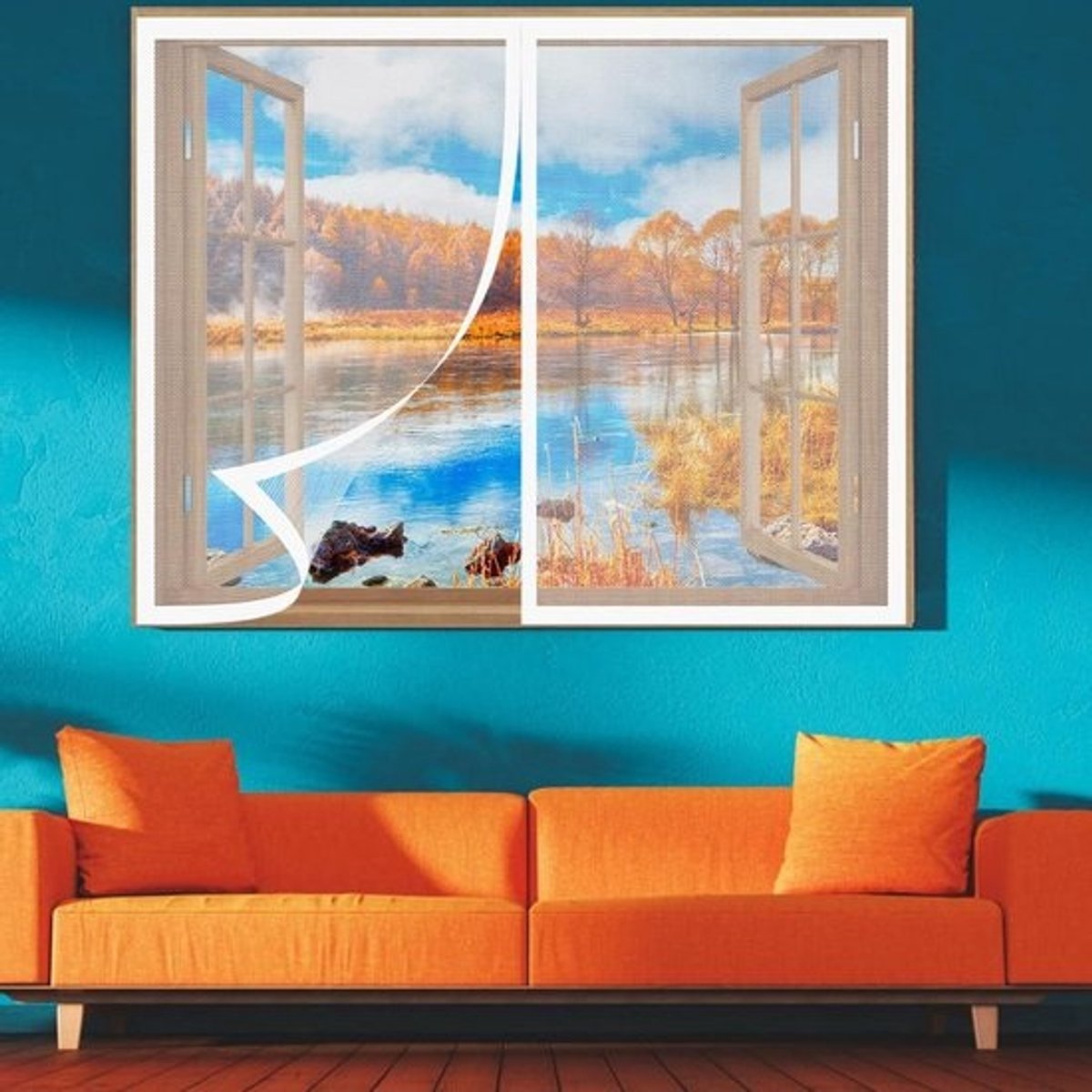 Horrengaas Raam - Vliegengordijn Raam Insectenhor - Insecten Buiten Houden - Automatische Sluiting - 125 x 160 cm - Wit