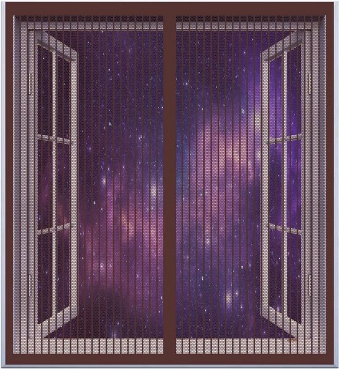 Vliegengordijn Balkondeur - Klamboe Venster Vliegenscherm - Insecten Buiten Houden - Automatische Sluiting - 70 x 90 cm - Bruin