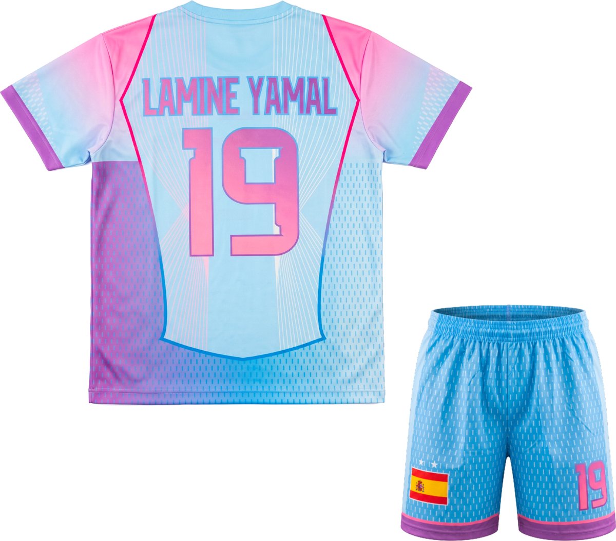 Lamine Yamal Blauw Voetbalshirt en Broekje Spanje - Baby t/m Volwassen Maten - Maat XL