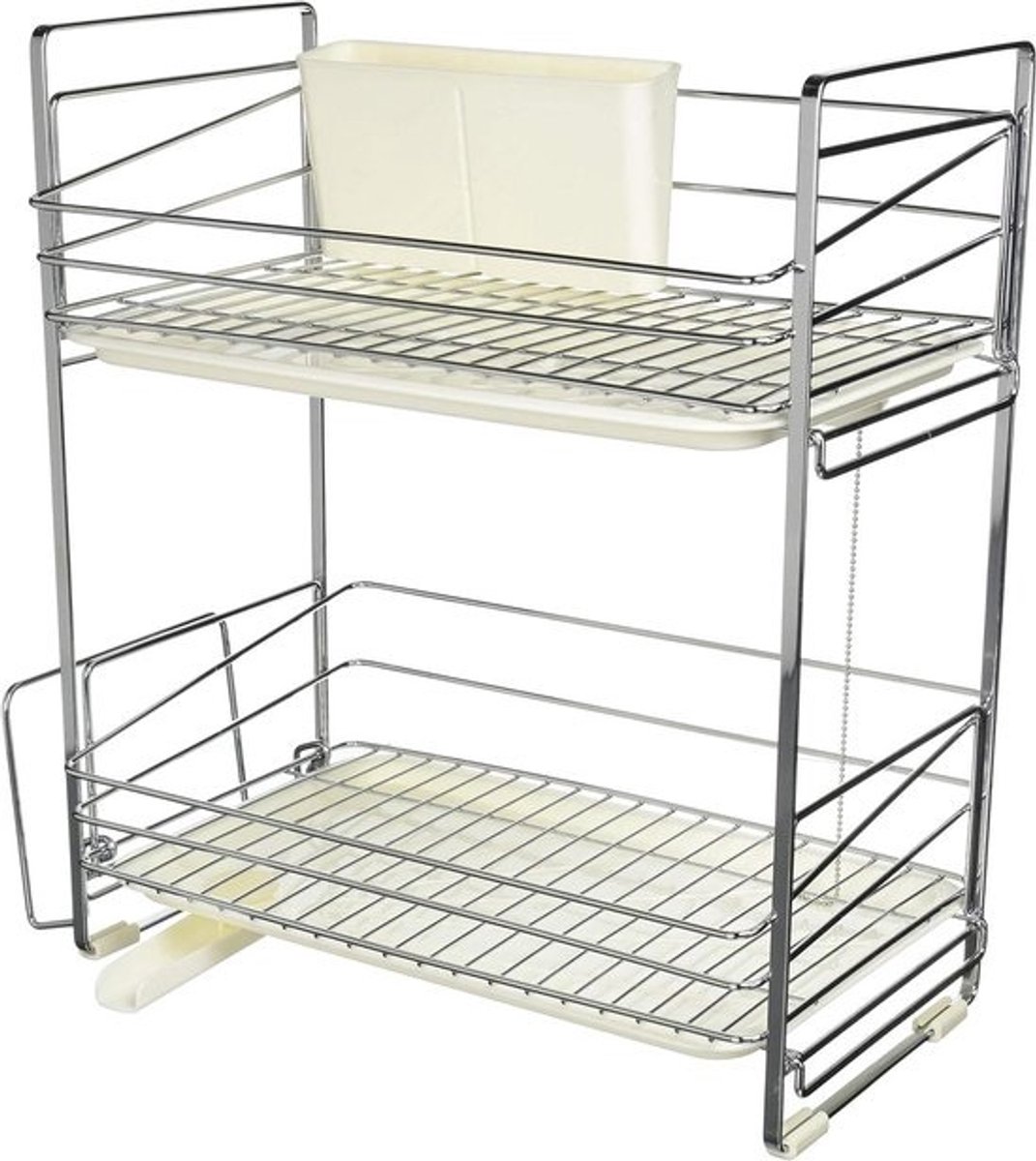 Afdruiprek Keuken - Droogrek Vaat - Keuken Organiseren - Tweetraps Ontwerp - 36.5 cm - Wit