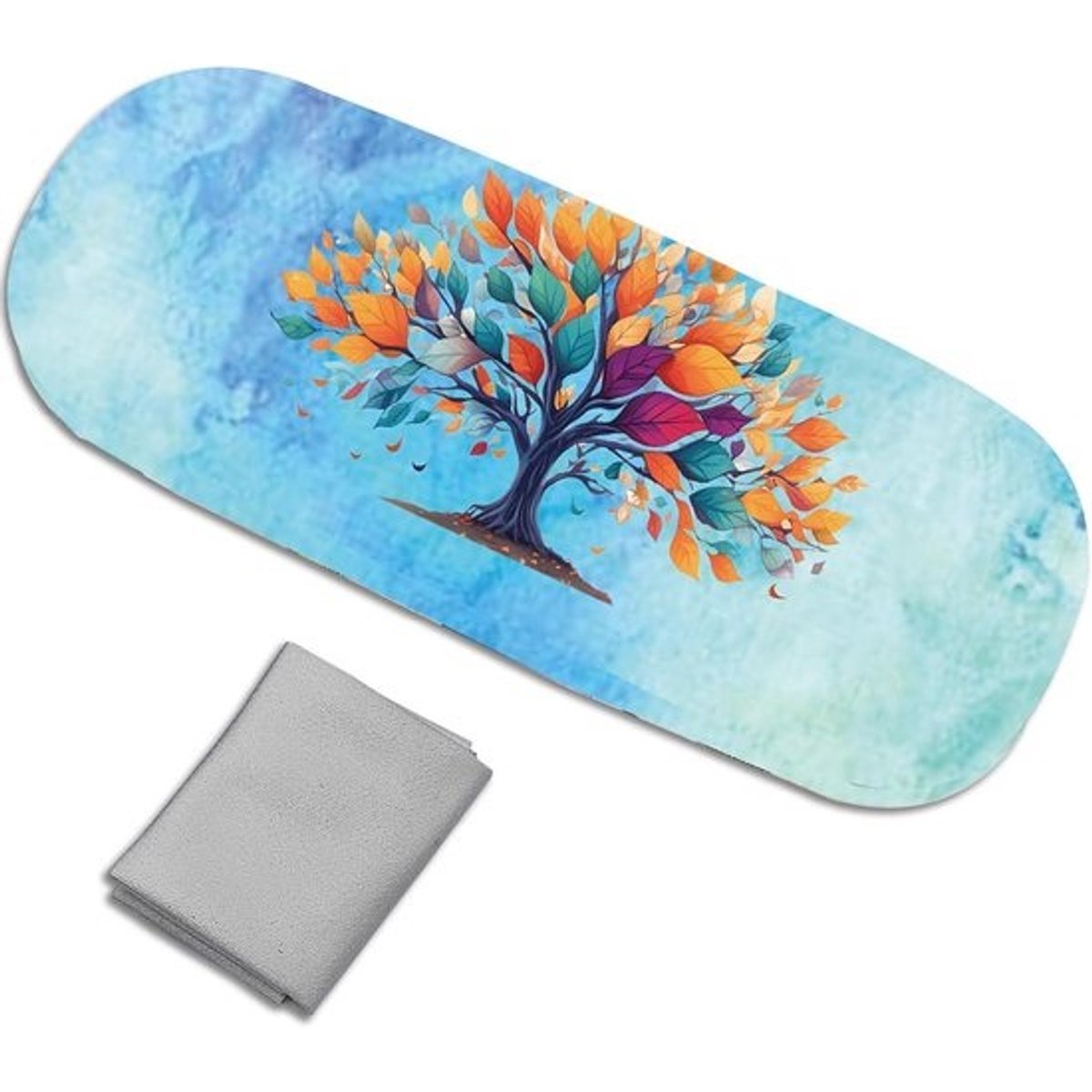 Brillenhoesje Leer - Zonnebril etui - Bescherming Bril - Met Poetsdoekje - 16.3 x 6.3 x 3.8 cm - Bloemenprint