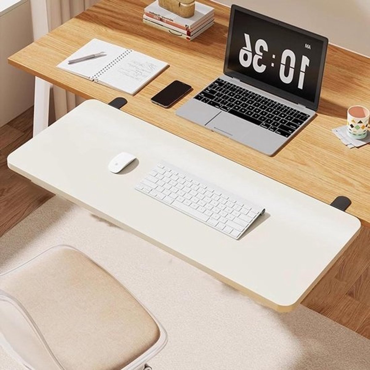 Bureau Extender Plank - Bureau Verlengstuk Tafel - Werkruimte Organiseren - Opvouwbaar Ontwerp - Verstelbaar - Wit