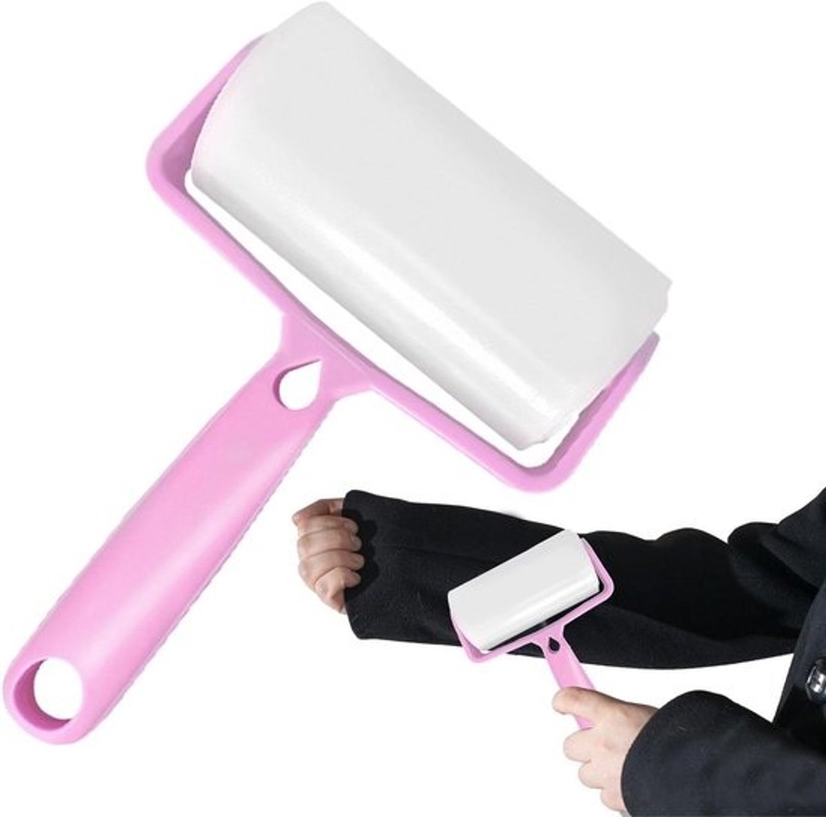 Wasbare Lijmroller - Pluisroller Kleding - Dierenharen Verwijderen - Herbruikbaar Reinigingsgereedschap - 10.1 x 5.4 x 18 cm - Roze