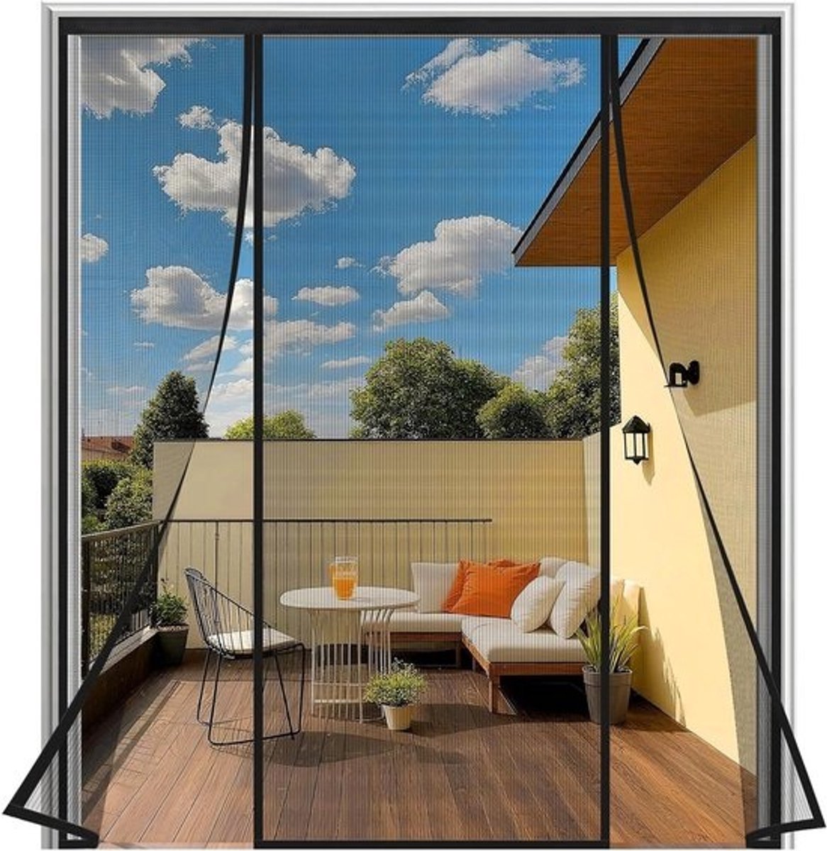 Vliegengaas voor deur - Horndeur Balkon - Insecten Buiten Houden - Magnetische Sluiting - 210x210 cm - Zwart
