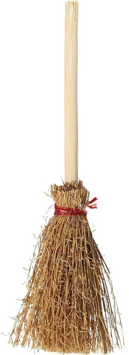 Heksenbezem Mini - Stro Bezem Hekserijkostuum - Feestdecoratie - Handgeweven Sfeer - 7 x 3 x 1 cm - Rood