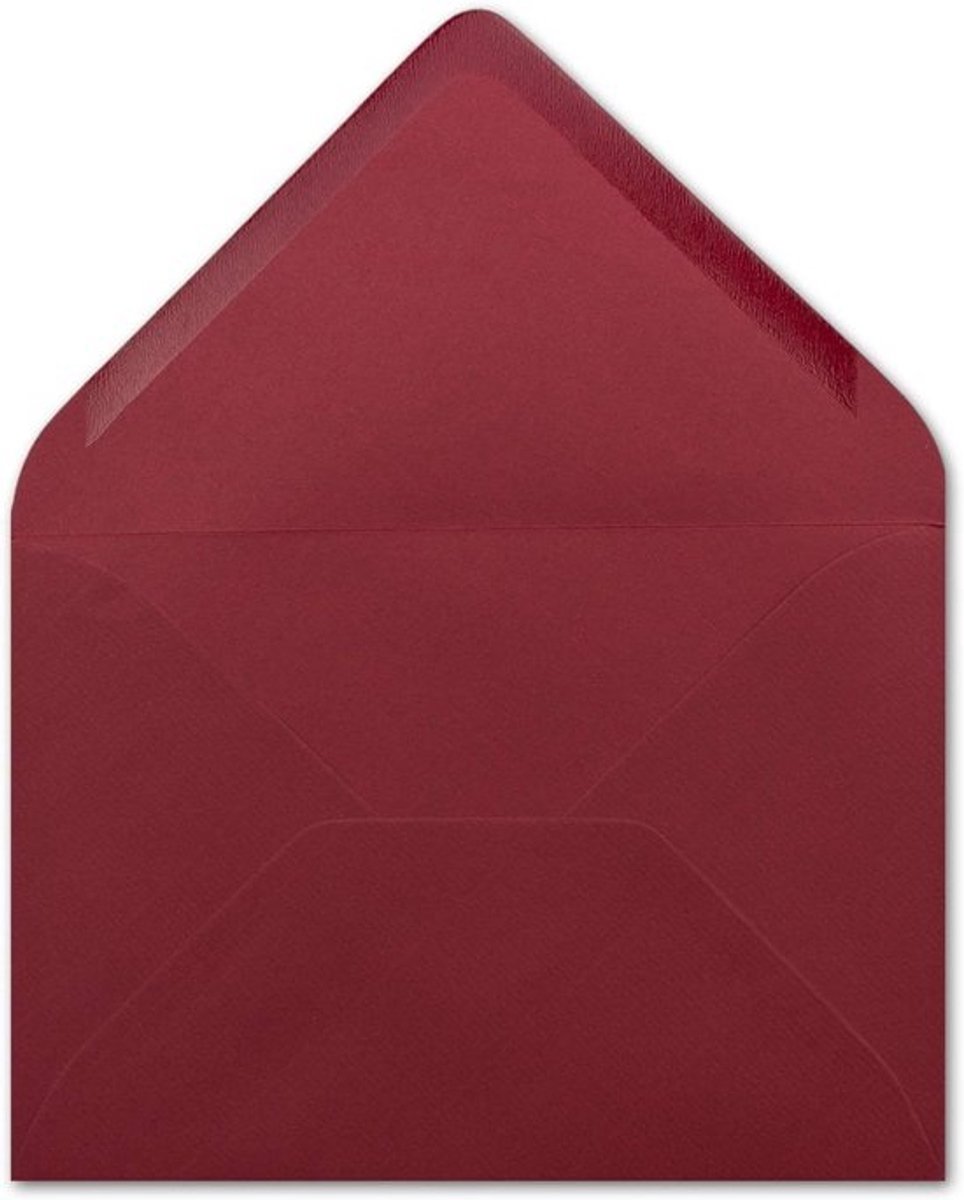 DIN B6 Enveloppen 125 x 175 mm - Donkerrood - Geribbelde Structuur - Nat Lijm met Puntvormige Klep