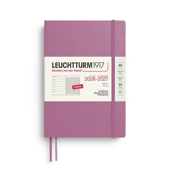 Leuchtturm1917 – Agenda en Notitieboek – 18 maanden – 2026/2027 – Zachte kaft – A5 formaat – Medium – DUSTY ROSE