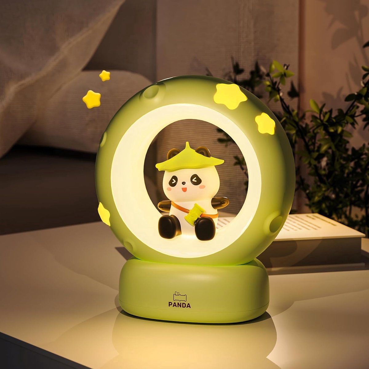 casalora - Nachtlamp - Nachtlampje voor kinderen - Panda Nachtlamp - Bedlamp - Nachtlampje Baby - 3-niveaus Dimbaar - Dimbaar via aanraakbediening - Werkt op batterijen - Voor bureau, slaapkamer, babykamer - Cadeau