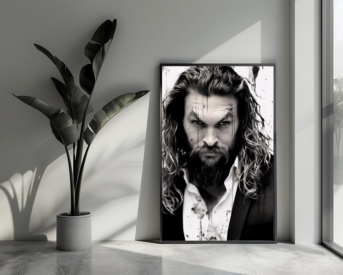 Jason Momoa Poster - Acteur - Zwart Wit - Aquaman - Film - posters - formaat 70x100cm - Wanddecoratie - L1252WV