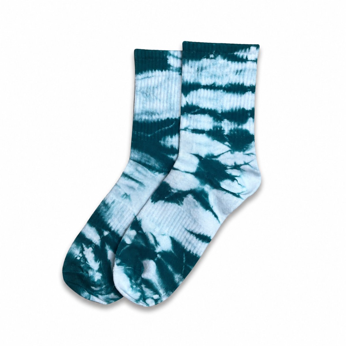 MoodLux Tie-Dye Crew Sokken - Katoen - Batik Print - 2 Paar - Donker Groen - Maat 36-39