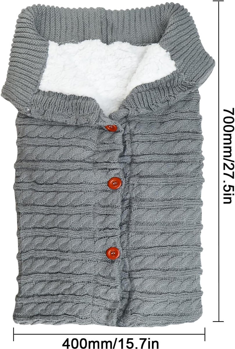 Wintervoetenzak, Voetenzak Kinderwagen, Universele Wintervoetenzak Buggy, Gebreide Voetenzak, Babyslaapzak Winter met Fleece, Warme Voetenzakken, Kinderwagendeken voor Baby van 0-12 maanden – foto 5