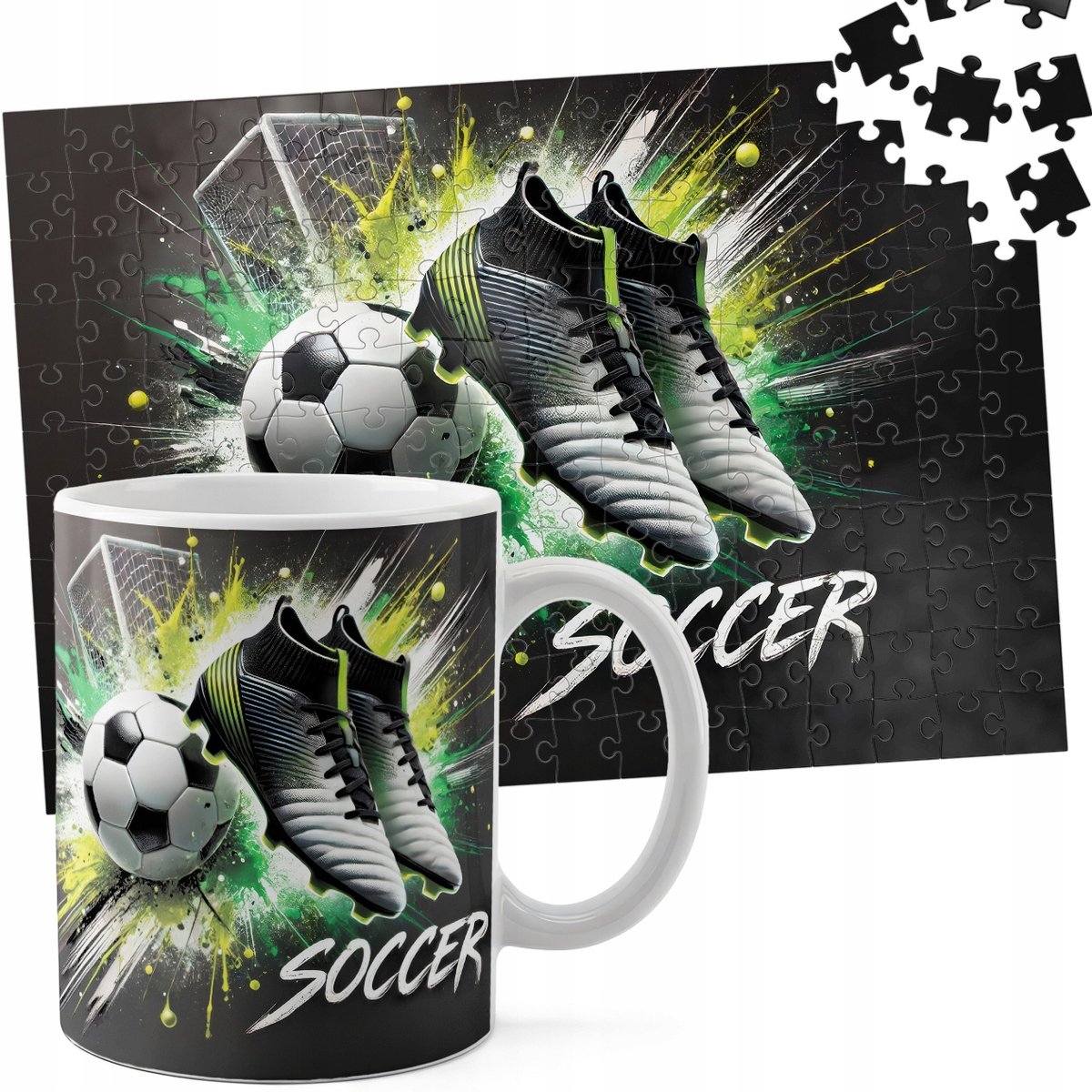 Set: Mok + 110-delige Puzzel - Voetbal Thema