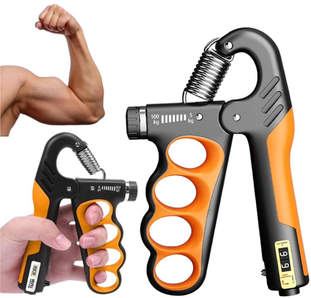 1 stuk telbare gripkrachttrainer - verstelbare weerstand - handrevalidatieapparaat - vingertrainer - 11*16 cm - voor fitness handkrachttraining - oranje