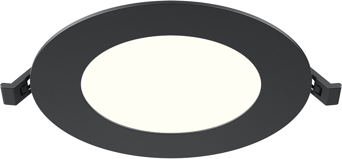 LED Downlight Inbouwspot Dimbaar - Brinton Thin - 6W 470lm 120° Bundelhoek - Natuurlijk Wit 4000K - IP40 - Rond - Zwart - Ø128mm Buitenmaat - Ø110mm Zaagmaat