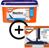Product Bundel: Alabastine - Muurglad Rolbaar - Wit - 5 L + Muurglad Roller & Strijker