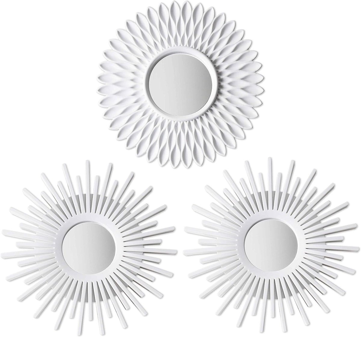 Wandspiegel - Set van 3 - 6 cm - Glas - Groen en Zwart