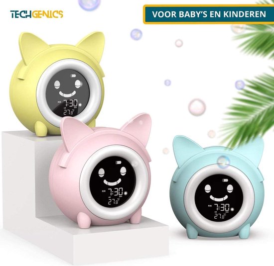 Slaaptrainer Kinderwekker - Slaaphulp Nachtlamp - Kind Leren Slapen - 5 Kleuren Nachtlamp - 4 Helderheidsniveaus - Roze — afbeelding 4
