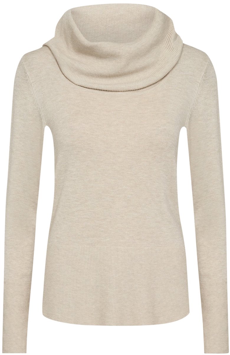 Soyaconcept trui beige met brede omslagcol voor dames - L (40)